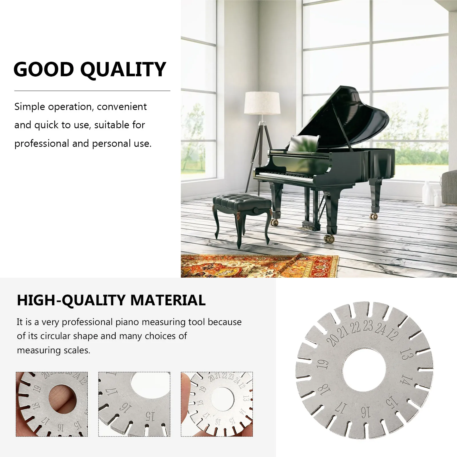 

Piano String Measurer Metal Anti Corrosion Wear Resistant Clear Numbers Easy Use Tuning Tool Guitar Accessories String Gauge