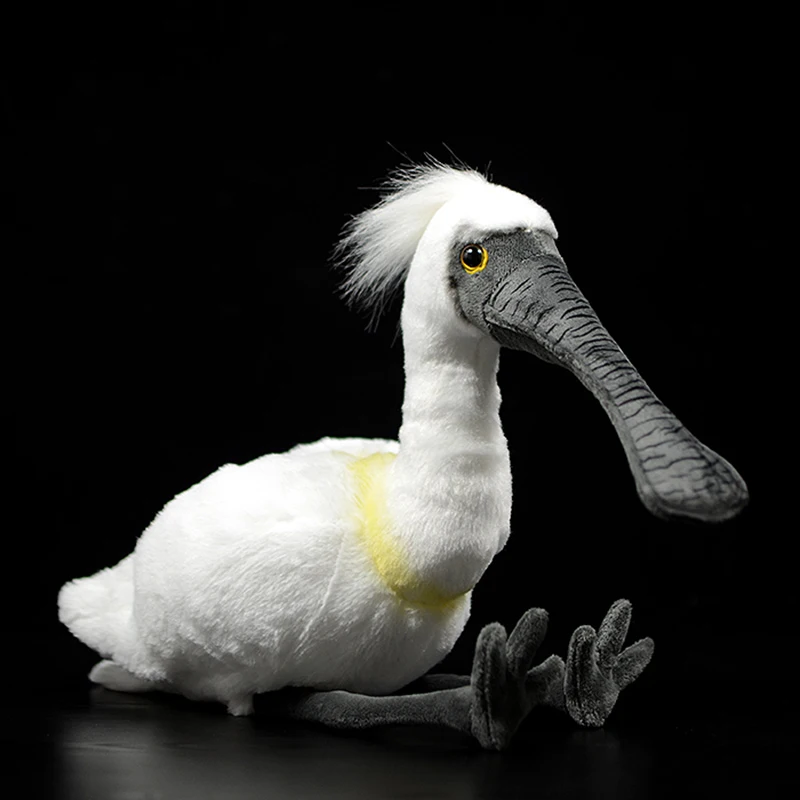 New Super Cute Spoonbill Plush Toy Simulation Black-Faced Spoonbill Platalea Leucorodia Real Life Doll Animal Model  Gift