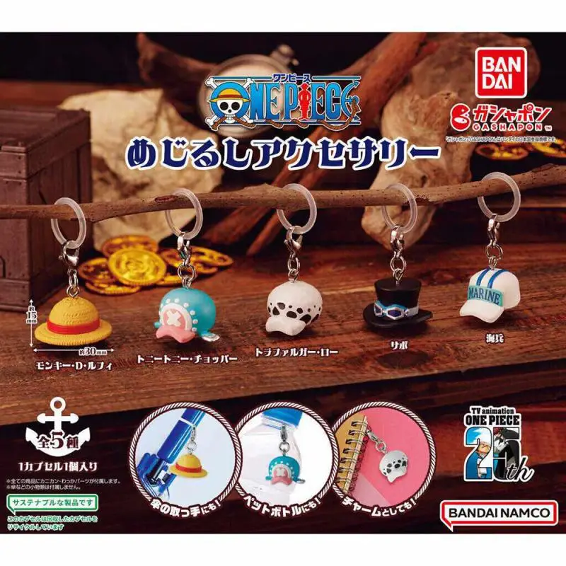 5Pcs/set Genuine Bandai One Piece Hat Hanging Ornament Twisted Egg Monkey D. Luffy Sabo Bag Umbrella Hanging Model Decoration