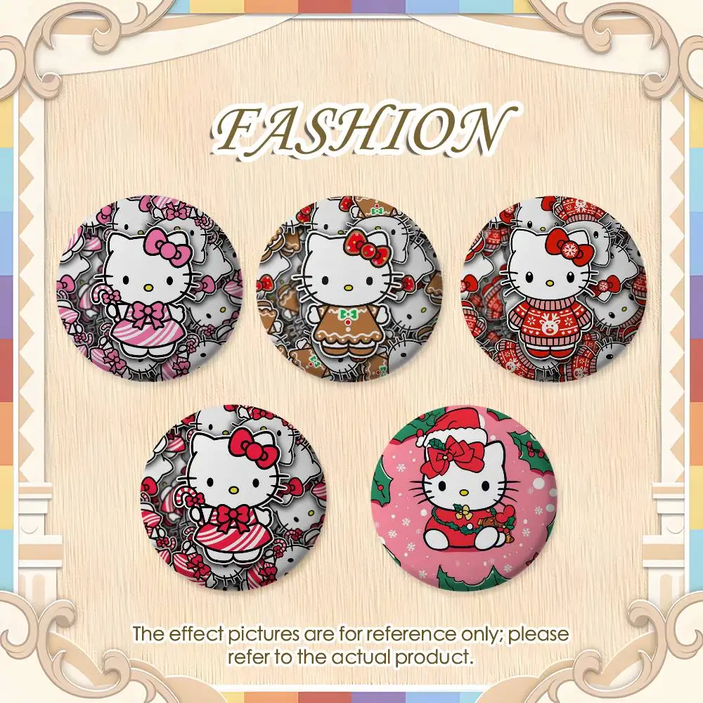 

Hello Kitty Christmas CUTE Badges Round Exquisite Badge Brooches Creative Pins For Clothes Hat Backpack Gift Accessories