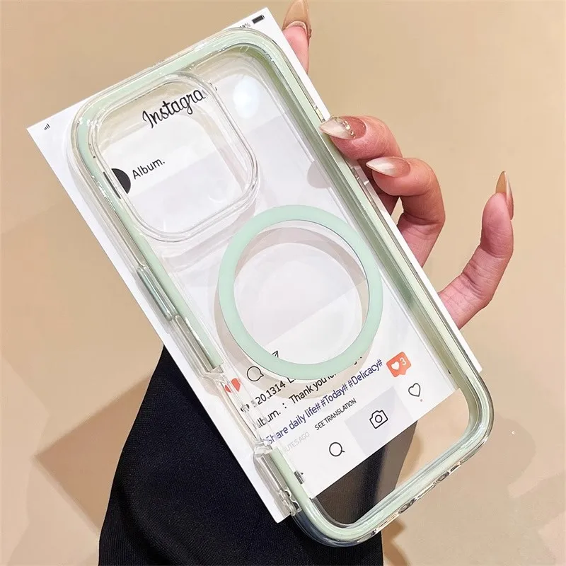 INS-style Minimalist Candy-colored Colorful Magnetic Mobile Phone Case for IPhone 16 Anti-drop Protective Cover