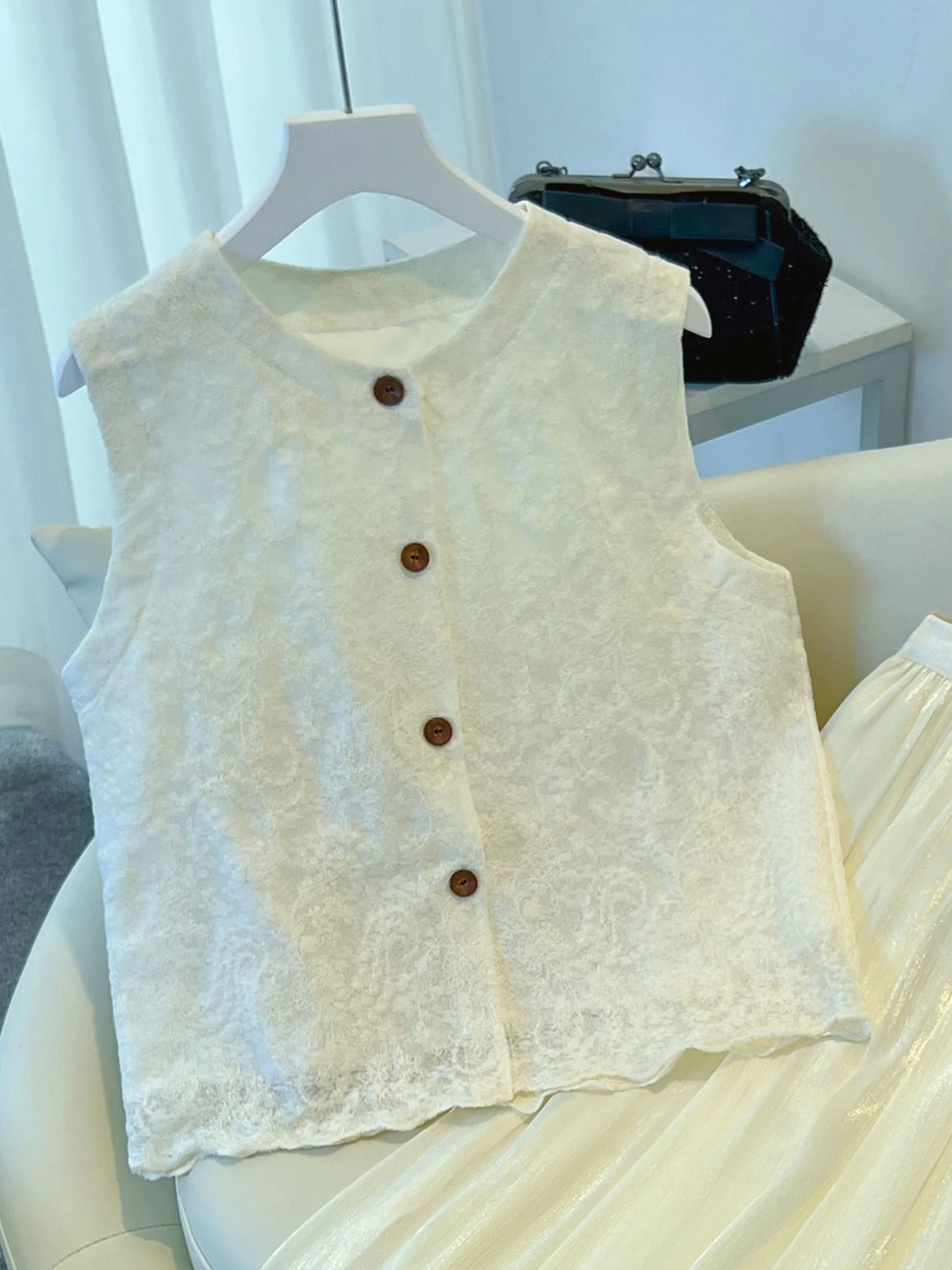 

Новый китайский кружевной открытый кардиган, женский летний пиджак, красивая верхняя одежда, круглый топ Ne обычной длины, корейская версия