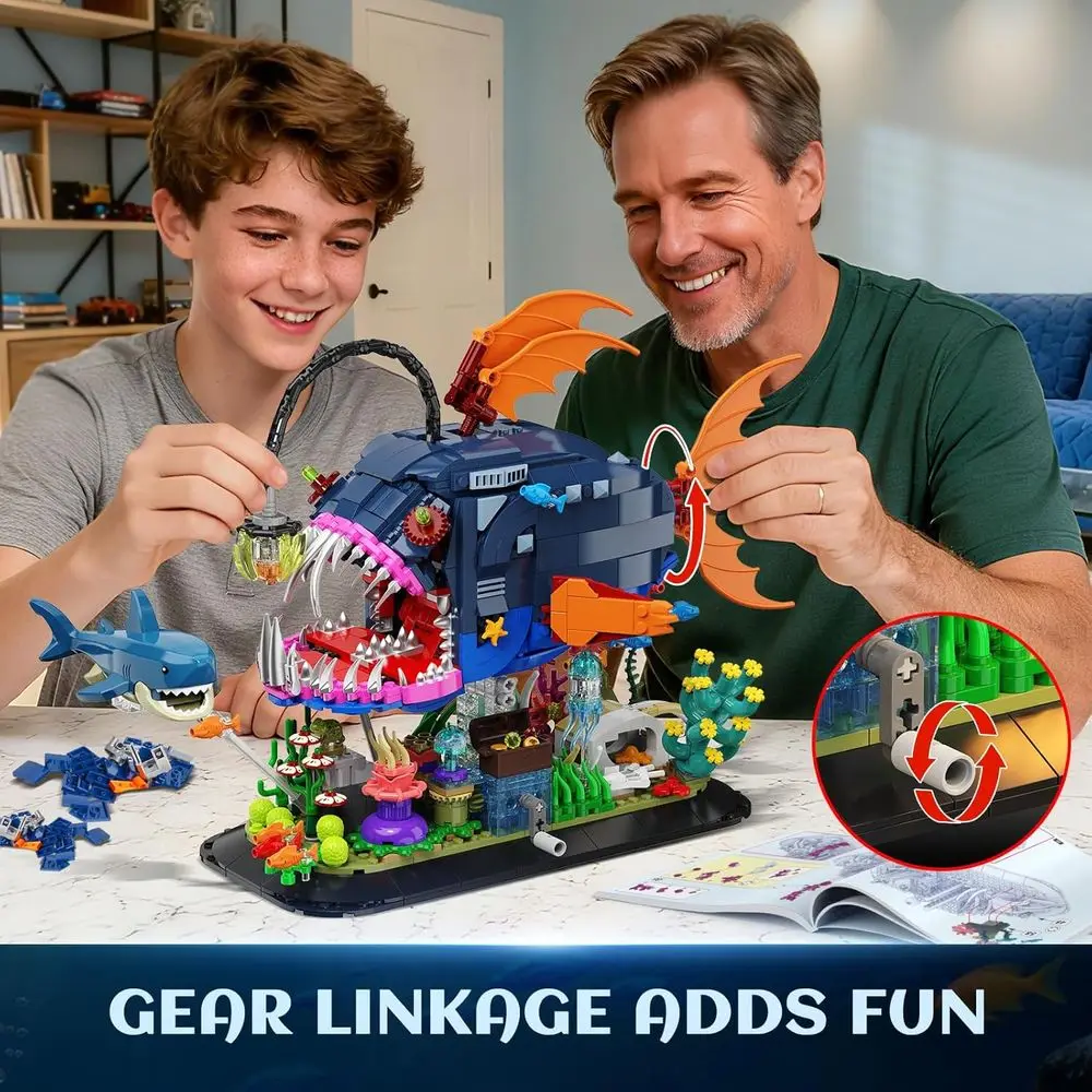 Beleuchtetes Anglerfish-LED-Bausatz: 1139-teiliges Ocean Life-Set für Kinder ab 12 Jahren