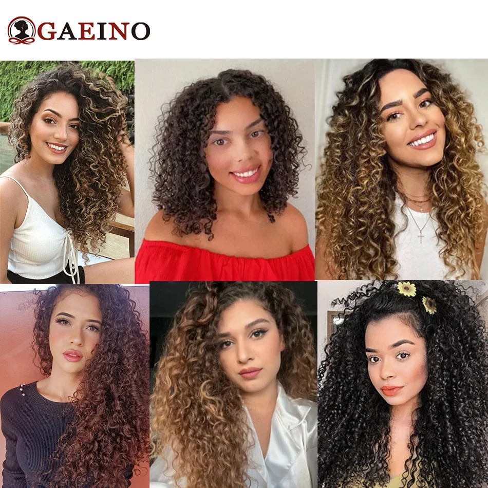 Extensions de cheveux frisés à clipser, postiche complète, 100% cheveux humains Remy, mélange brun et blond sable agaçant, 7 pièces/ensemble