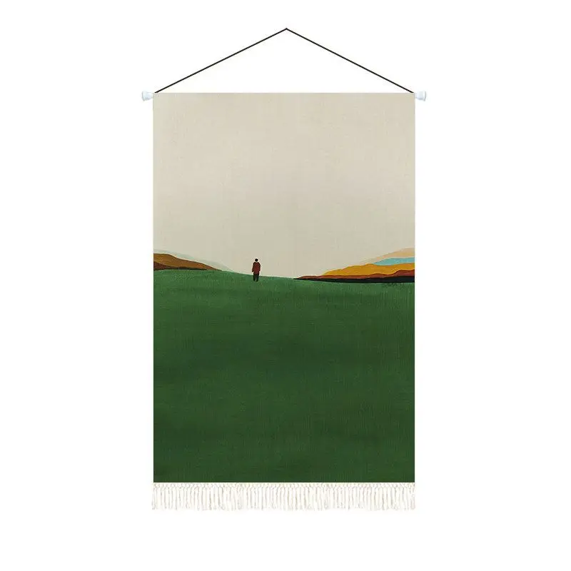 VIKAMA Modern Rural Scenery Tapestry Countryside Hanging Axis Wall Art Bedroom Living Room Decor