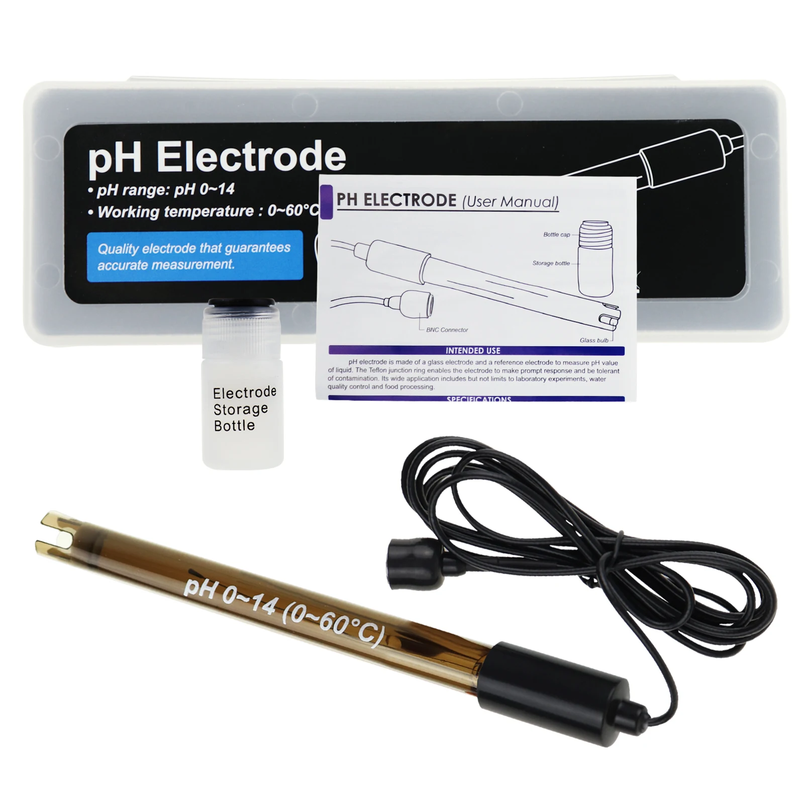 Imagem -02 - Medidor de ph ph Sonda Piscina Bnc tipo 50 Ohm Conector Sonda para Aquário Hidroponia com Cabo 200cm Testador de Água Sonda ph Piscina