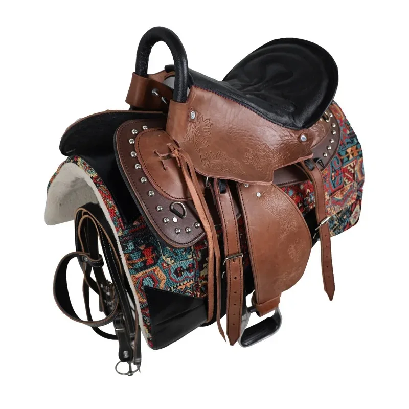 

First layer of leather tourist endurance pommel horse pommel horse with cowhide saddle full set of accessories carved saddle