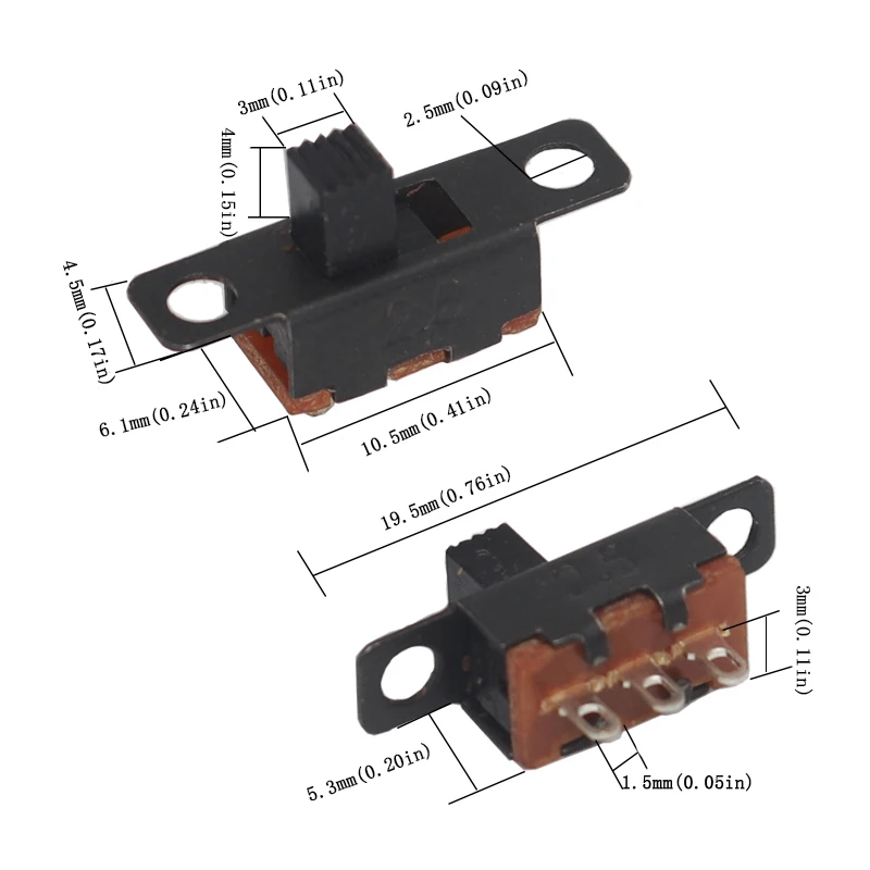 

【80-20PCS】 SS12F15 SS12F15VG4 Toggle Switch 3Pin 1P2T Slide Switch Handle High 4MM