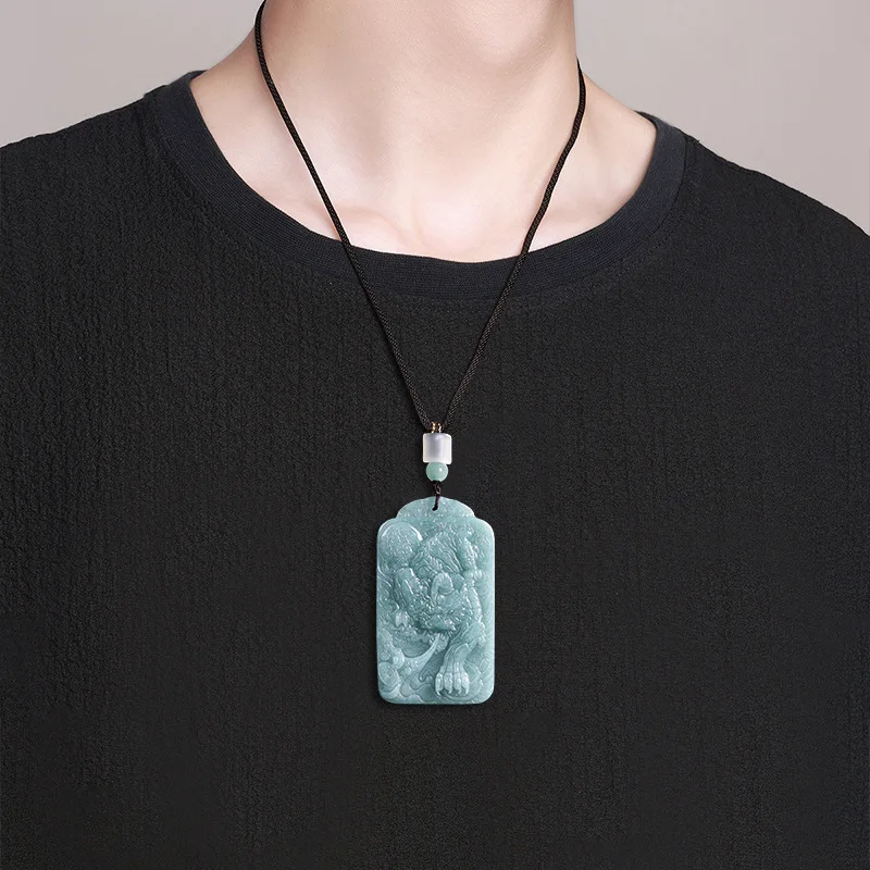 

Jia Le/Натуральный Мьянманский Жадеит Синяя Вода Lucky Money Pi Xiu Нефритовое Ожерелье Подвеска Модная Личность Мужчины и Женщины Подарок