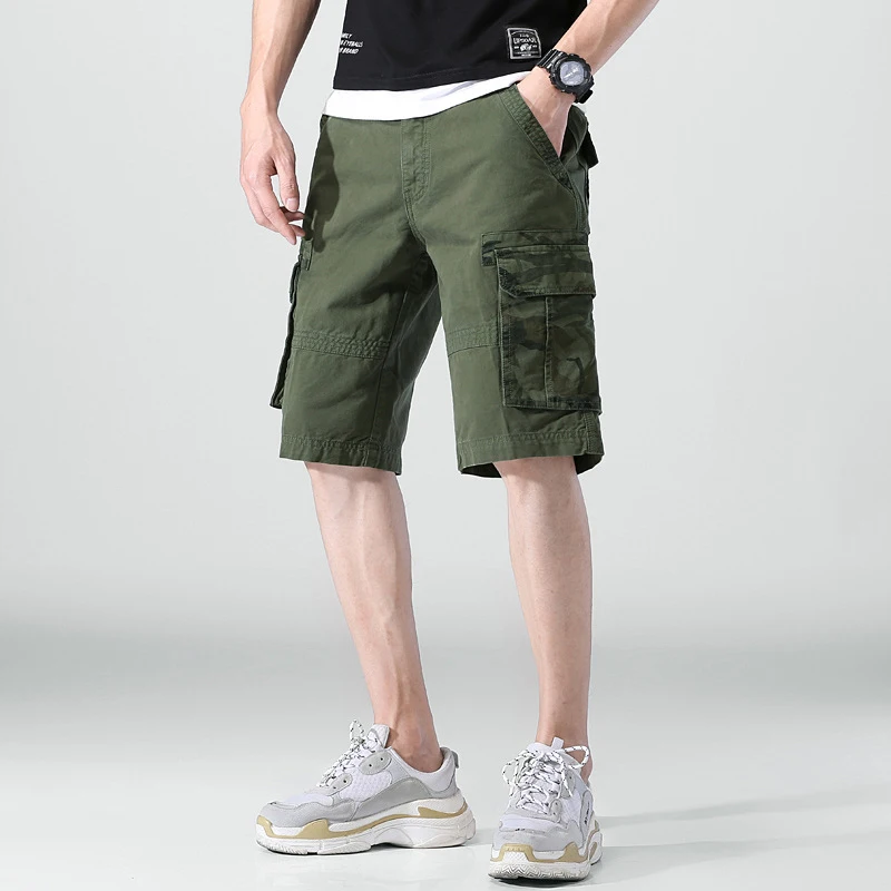 Men's Japanese Style Multi Pocket Workwear Shorts Casual Summer Loose Five Quarter Pants Functional Style