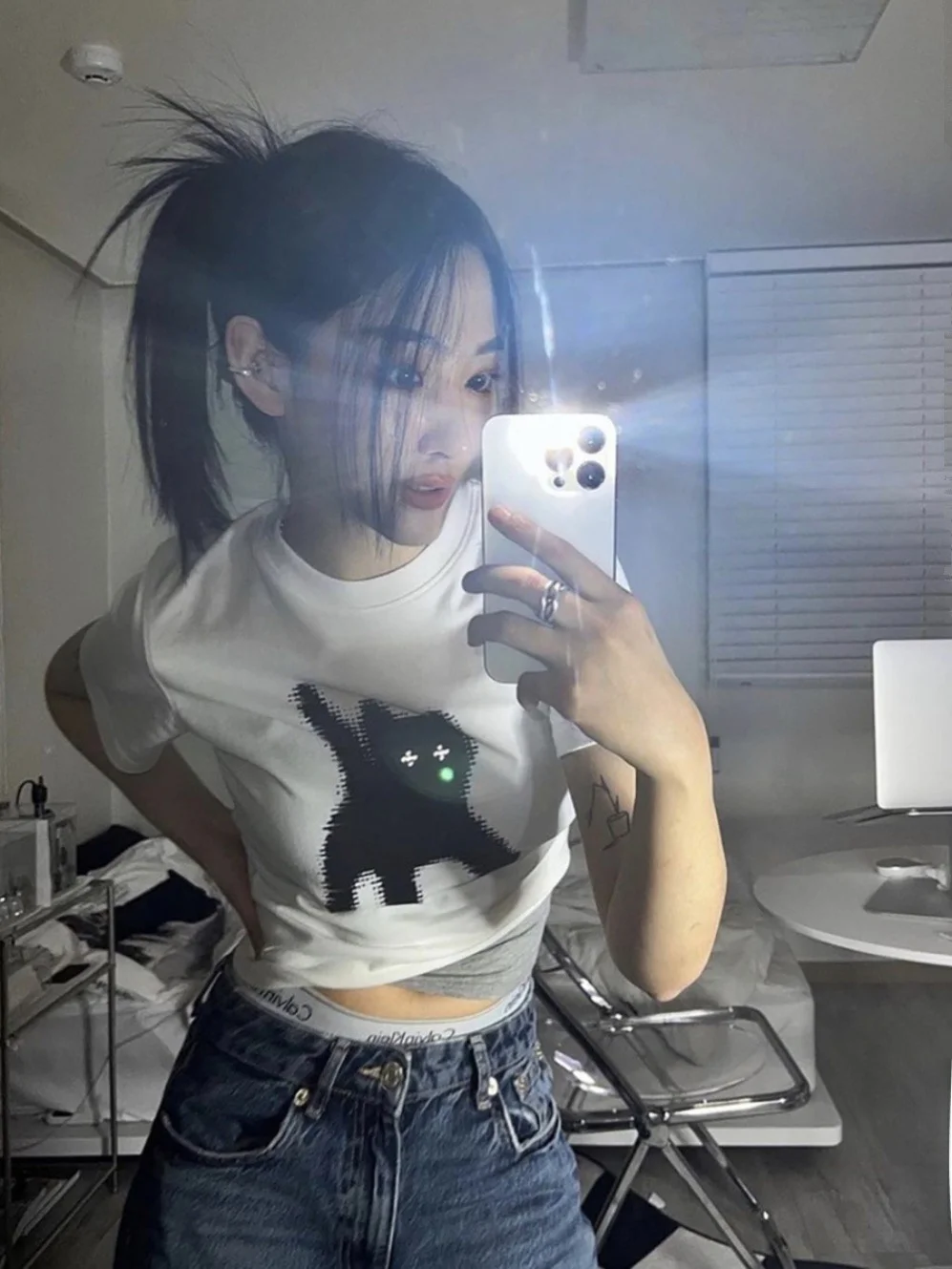 

ort Sve Glowing Eye Pixel T-irt Trendy ort Sle Commute Faion Cotton Cartoon Print round Ne Regular Fit T-S...