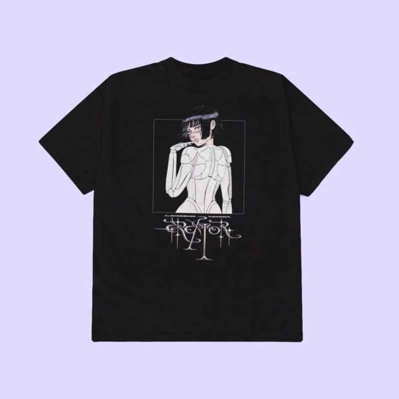 Creator Cyberpunk Android Anime Girl Graphic T-shirt Men Women Cotton Short Sleeve Retro Futuristic Robot Manga Streetwear Tee