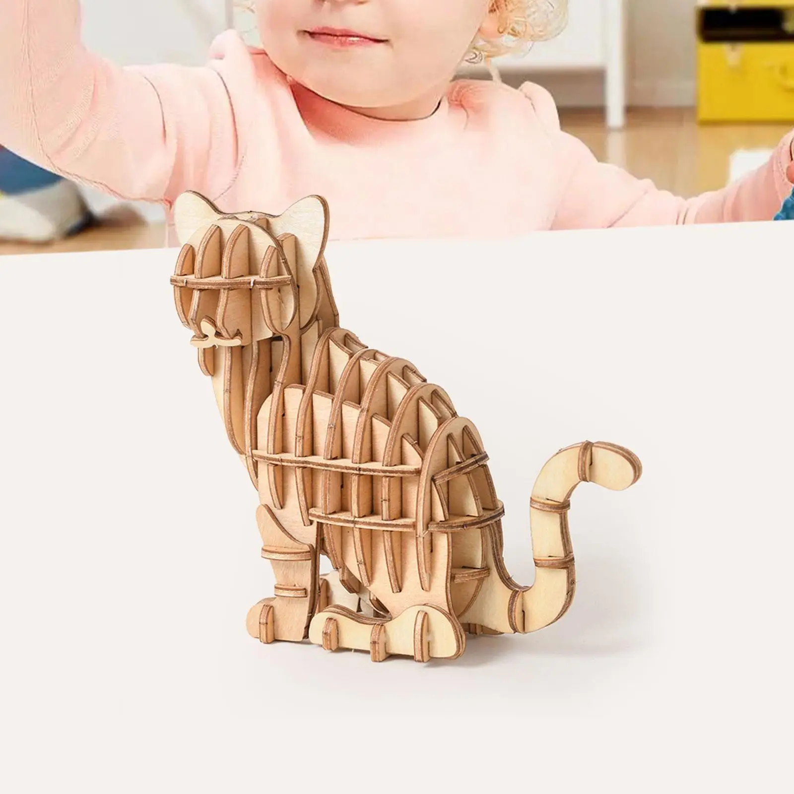 Puzzle Toy Imagination Pet Animal Fine Motor Skills DIY Montessori Toy Pretend to Play A Game Wooden 3D Cat Puzzle Jigsaw Puzzle