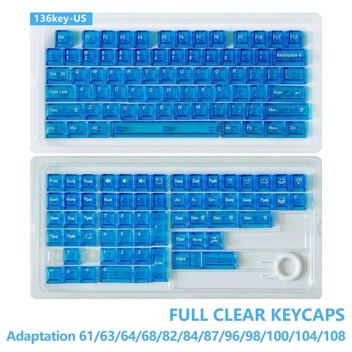 136 Klawiszy Angielski Koreański Rosyjski Japoński Przezroczyste PC Top Print Cherry Profile Kolorowe Nakładki na Klawisze do Klawiatur Mechanicznych MX — zdjęcie produktu 3