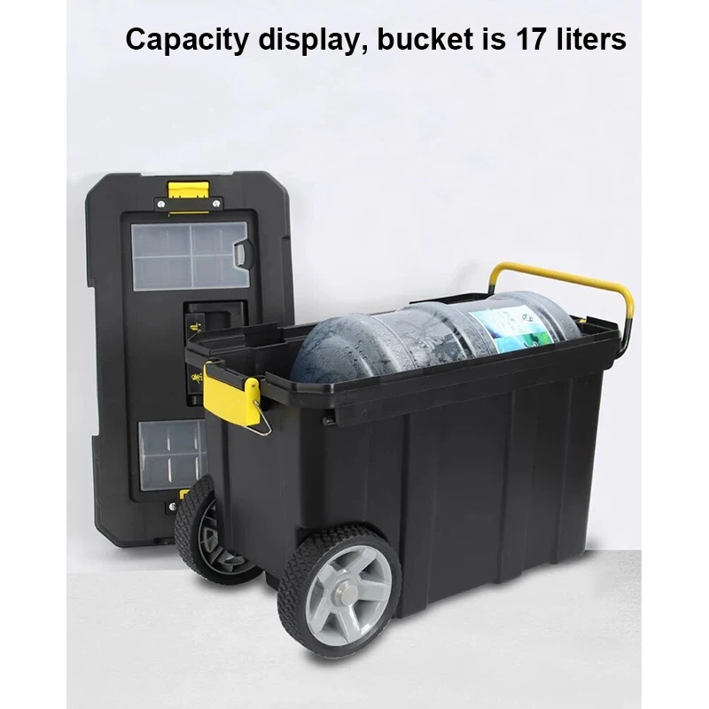 Multi Function Frolley Toolbox With Wheels Double Layer Movable Case Large Plastic Tool Box Thickened Wheel Tool Cart