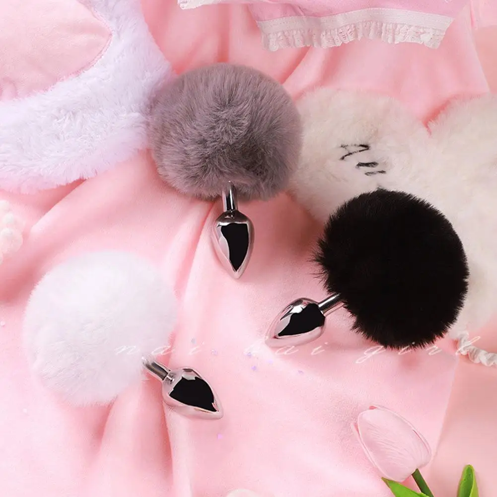 Anal Plug Rabbit Tail Bdsm Role Play Stainless Steel Prostate Massager Smooth Touch Metal Bunny Tail Sex Toys For Women Men W1K1