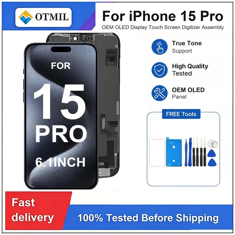 For IPhone 15 Pro OLED Screen Replacement Touch Screen Digitizer Assembly Repair Tools Kit Easy Installation Screen Protector