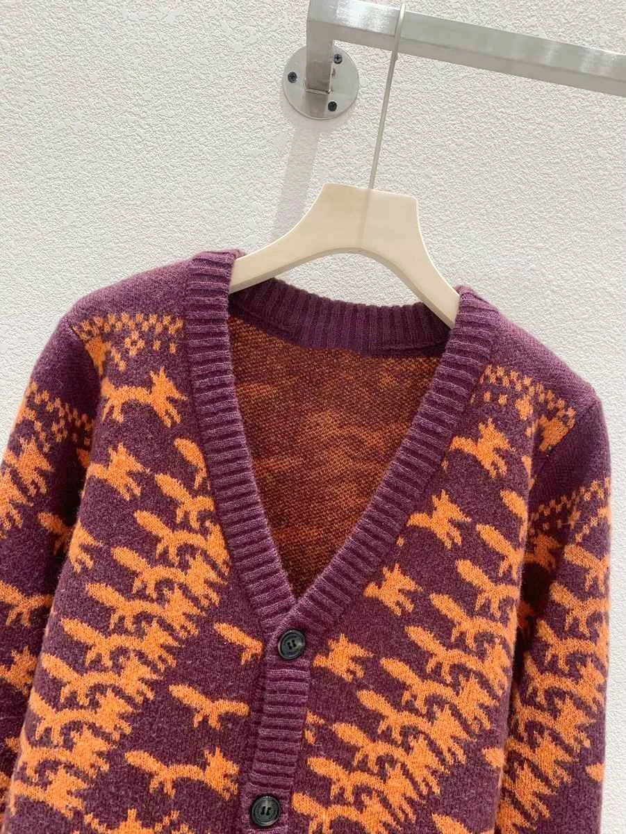 Luxusmarke Design Herbst Winter Fuchs Strickjacke für Frauen Langarm Top Pullover Strickwaren Oberbekleidung Kleidung