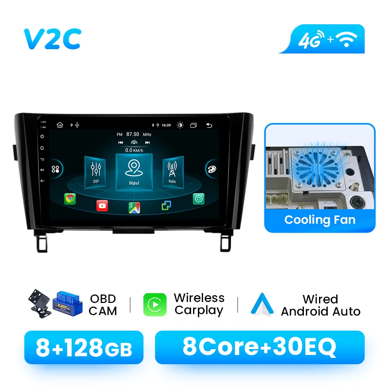 Auto Multimedia Speler Voor Nissan Qashqai J11 X-Trail 3 T32 2013-2017 Android 14 Radio Draadloze Carplay GPS Navigatie AI Voice