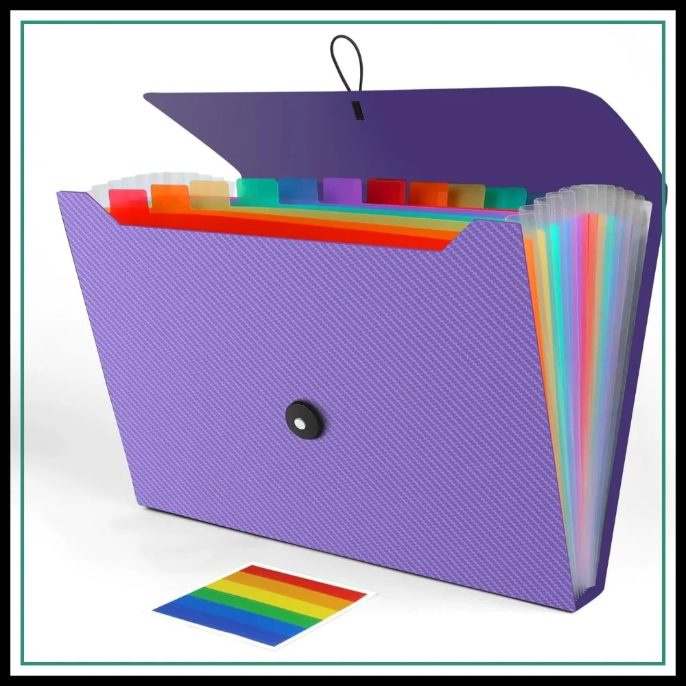 

13-Pocket Accordion File Organizer for Home, Travel & Office - Purple