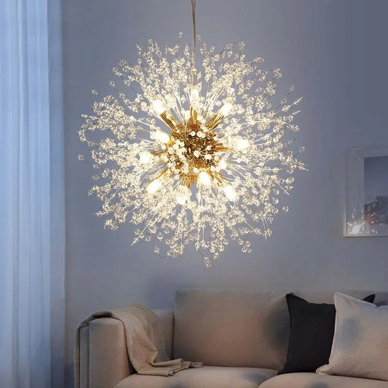 

Dining room chandelier crystal cream wind simple modern light luxury Nordic dandelion living room bedroom lamp