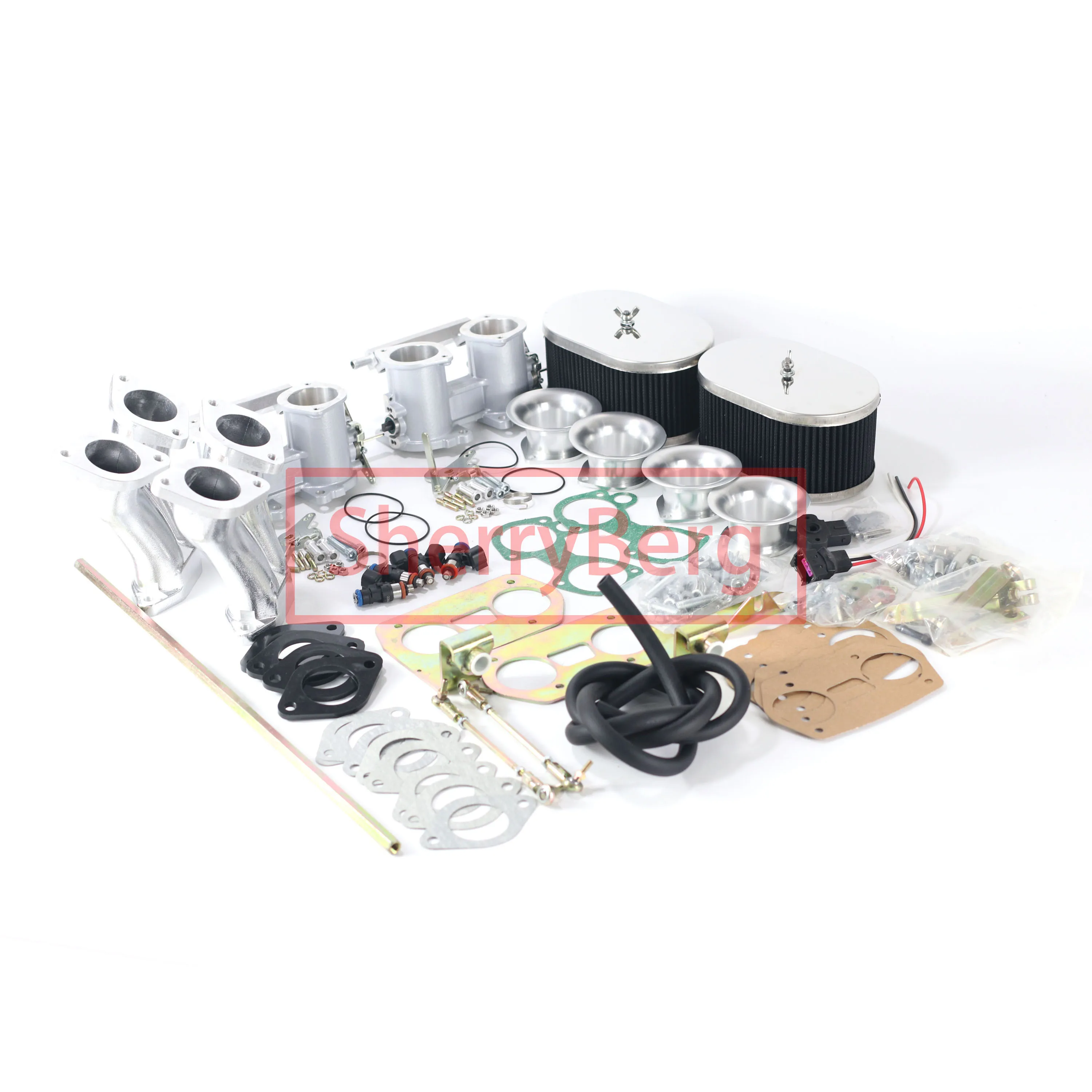 SherryBerg Kit de cuerpo de acelerador doble 55MM 55IDF filtros de aire de conexión múltiple TPS TBS IDF para VW Weber Empi Hpmx T1 o T2 tipo uno