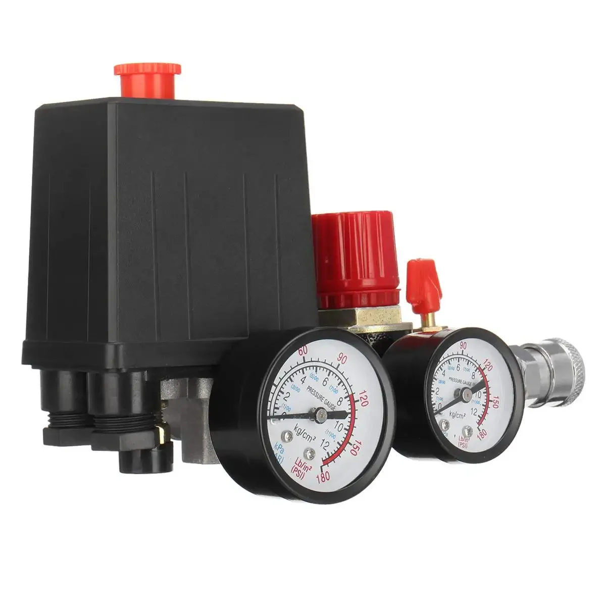 Imagem -03 - Air Compressor Pump Pressure Switch Control Valve Manifold Regulador com Quick Connector Gauges 240v 120psi 95 a 125 Psi