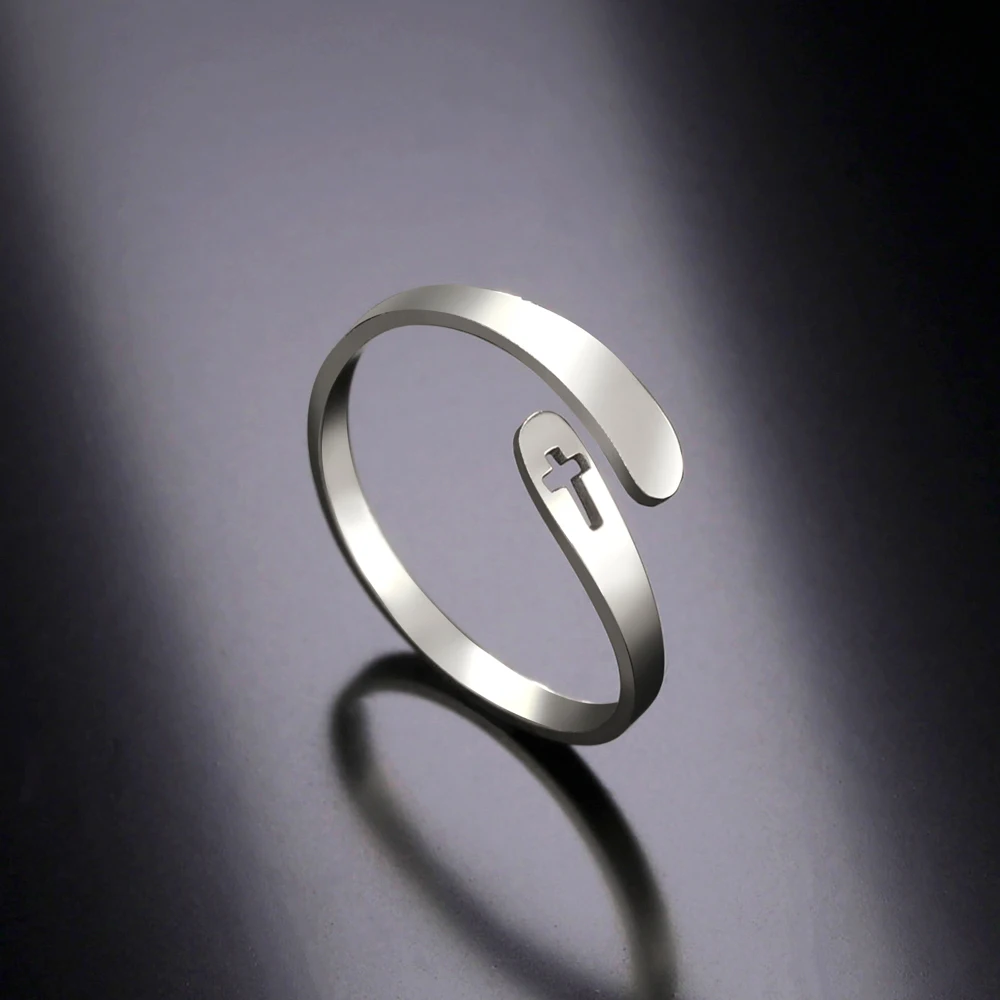 COOLTIME Cross Stainless Steel Rings for Women  Adjustable Size Ring Jewelry Engagement Anniversary Gift 2026 New