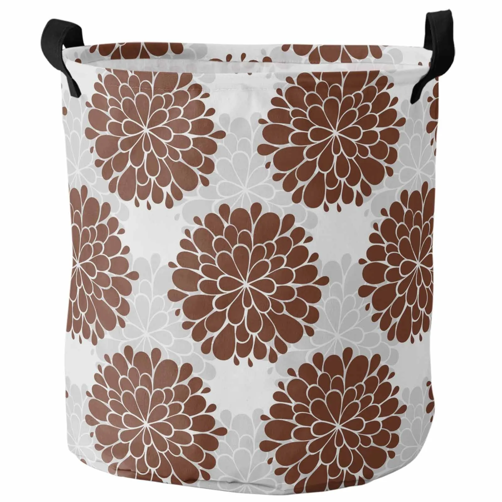 

Vintage Brown Dahlia Flower Art Foldable Dirty Laundry Basket Kid's Toy Organizer Waterproof Storage Baskets