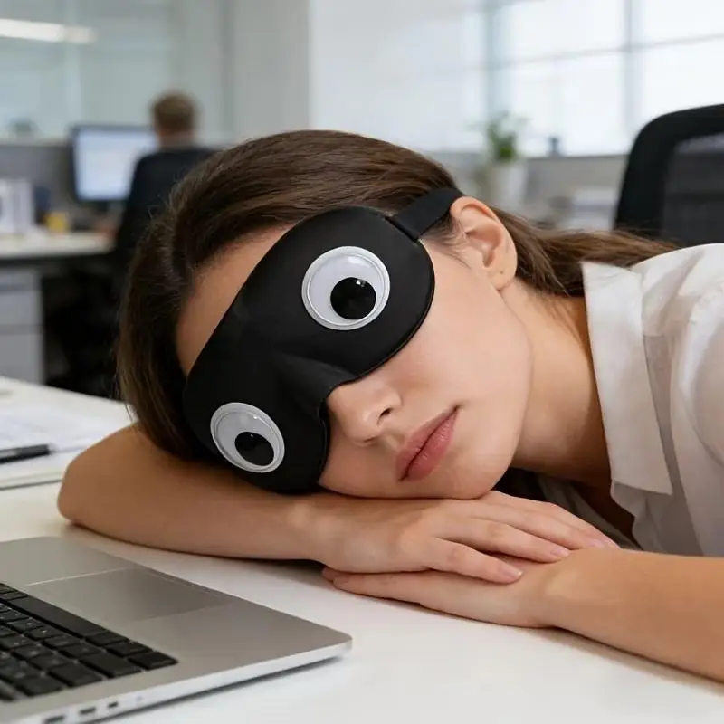 3D Contoured Sleep Eye Mask 100% Blackout Light Blocking Breathable Skin-friendly Fabric for Home Nap Travel Flight Rest