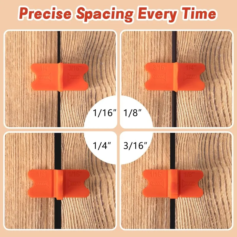 

AB33-9Pcs Deck Spacer Tool Set - 4 Thicknesses Deck Board Spacers, For Pressure Treated Composite Decking