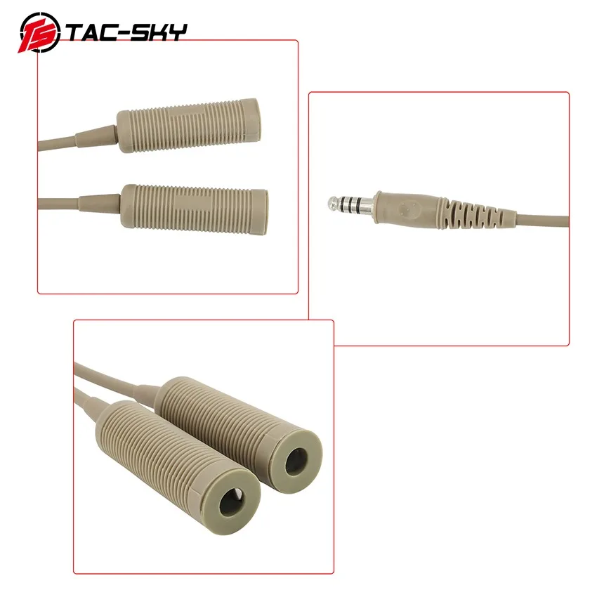 سماعة رأس TAC-SKY مزدوجة التمرير إلى كابل محول سماعة الرأس أحادي التمرير متوافق مع سماعة الرماية COMTAC/AMP/Soridn