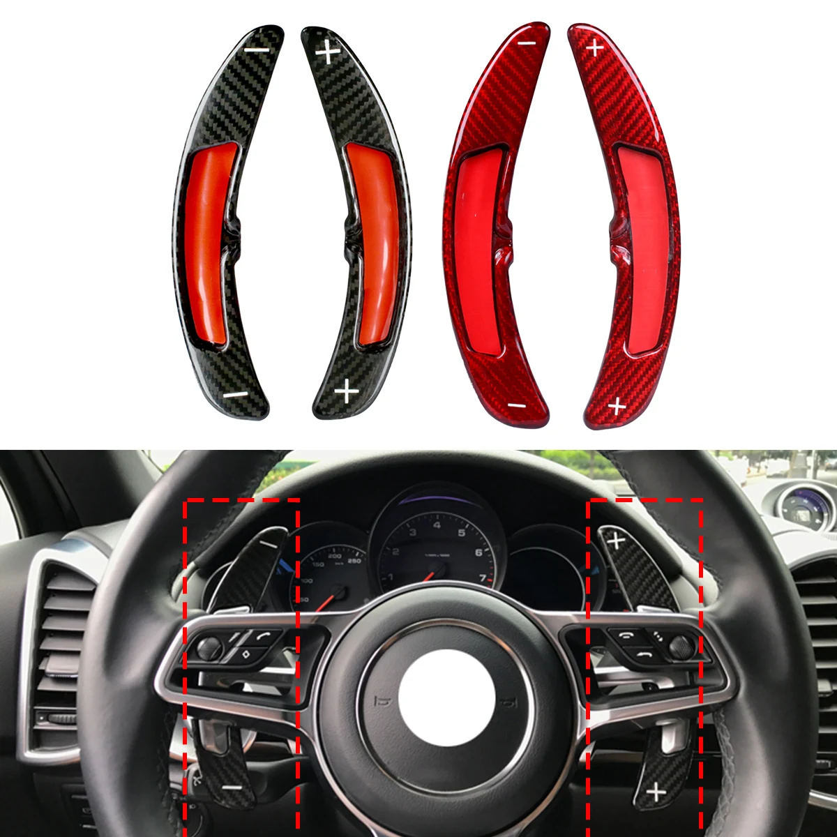 Carbon Fiber Steering Wheel Paddle Shifter Extenders For Porsche 911 2015-2017 Panamera 2017 Macan Boxster Cayman 918 718 Spyder