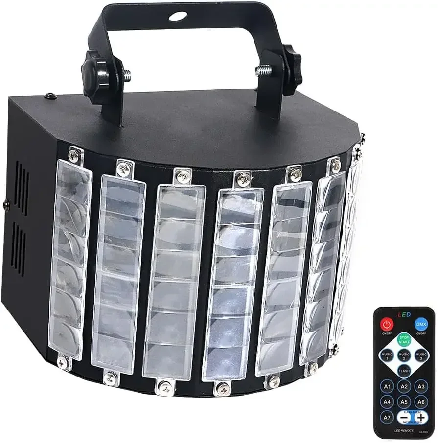 

DJ Party Disco Stage Light: 27W Colorful DJ Lighting Derby Effects - Remote Sound Activated DMX Control - Ideal for Dance Party
