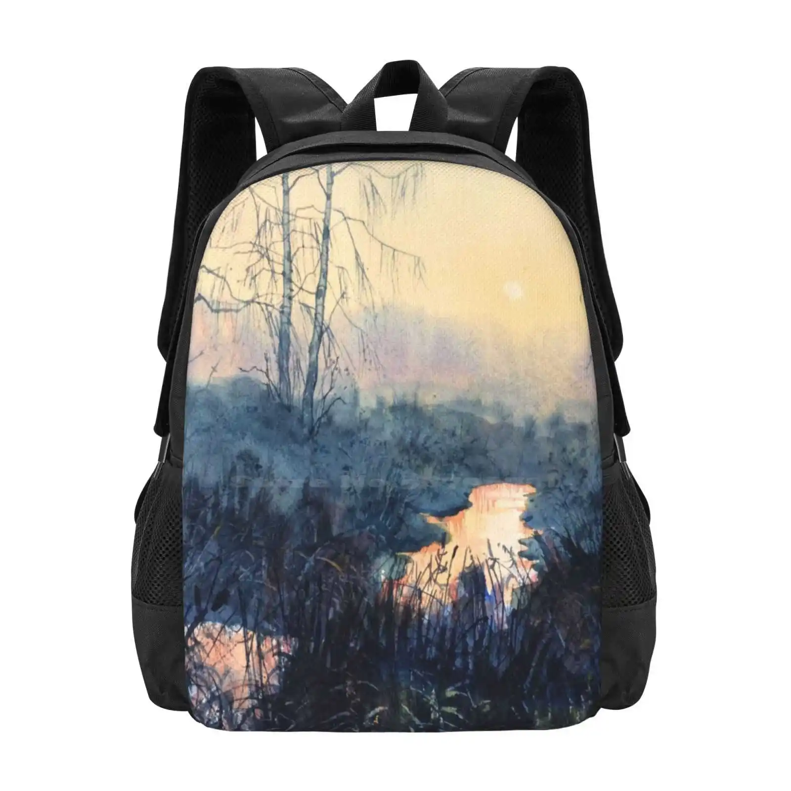 

Sunset On Skipwith Common School Bags For Teenage Girls Laptop Travel Bags Glenn Yorkshire Artist Watercolour Landscape