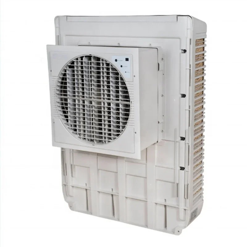 Window mounted air cooler with solar panel