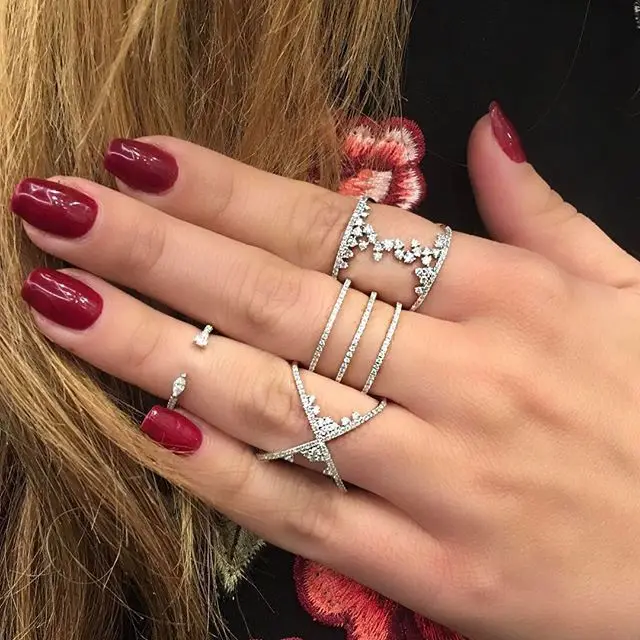 black silver color white black cubic zirconia high long H rings full cubic zirconia sparking bling ladies new finger ring