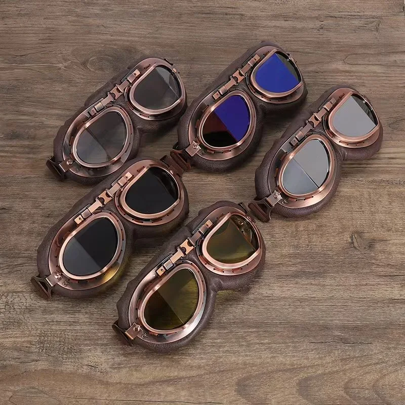 For Harley sunglasses windshield karting retro silver frame bronze protective goggles folding motorcycle windproof goggles