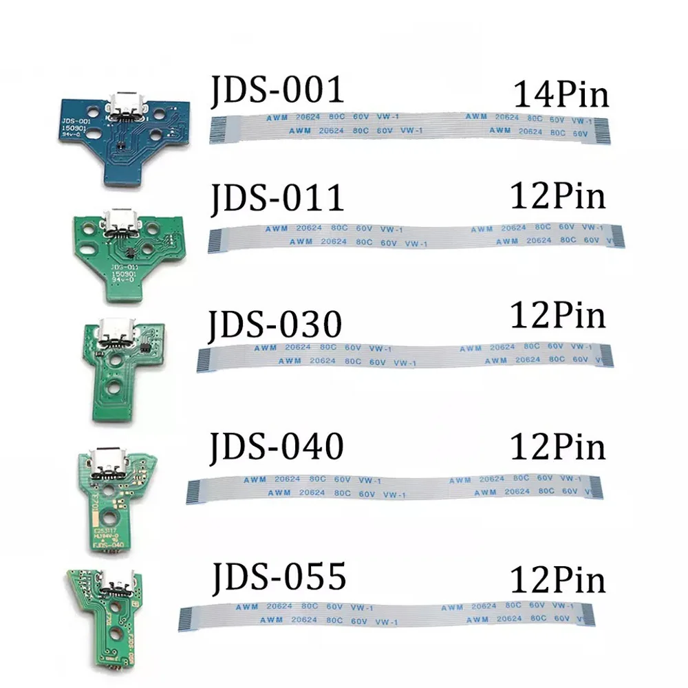 USB 充電ポートソケット回路基板 12Pin JDS 011 030 040 PS4 コントローラ