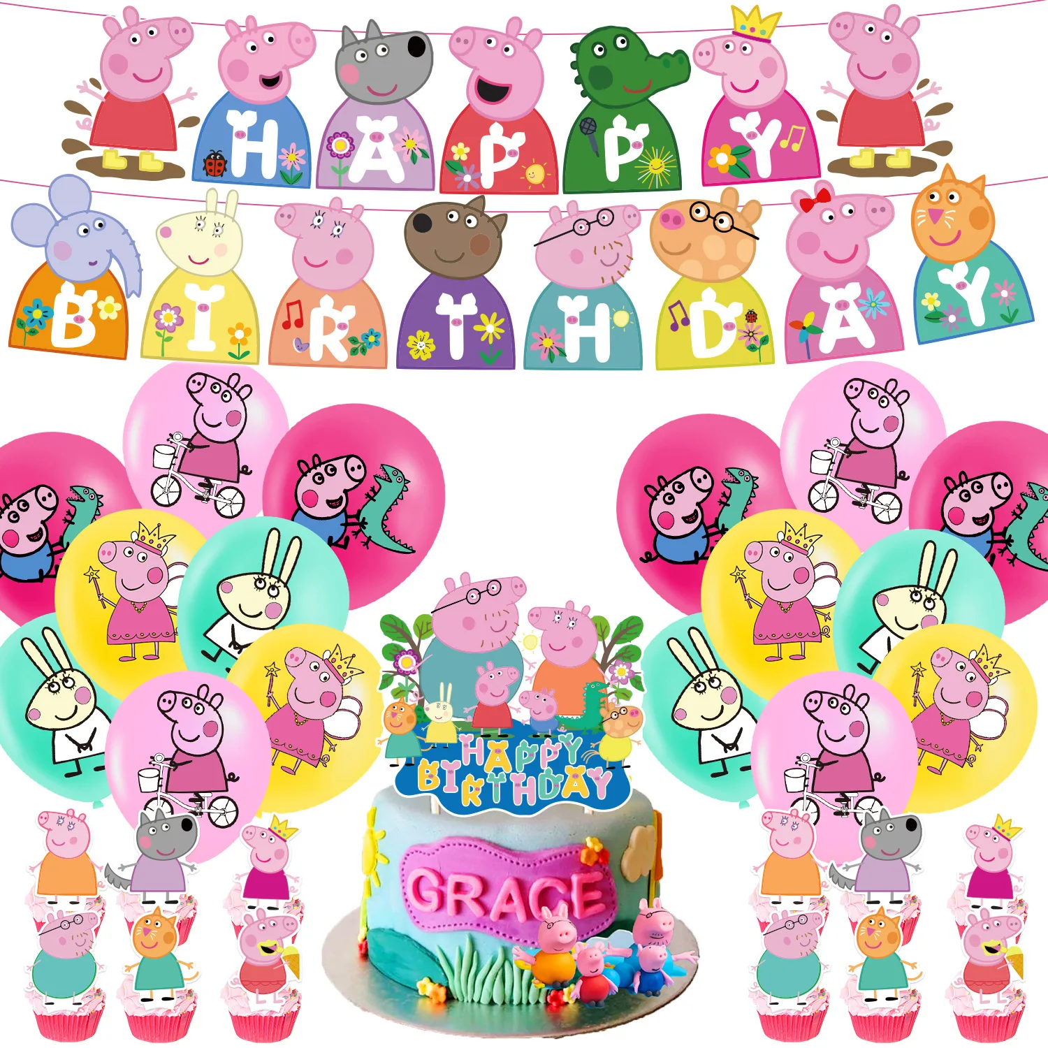 Juego de globos de dibujos animados de la serie Peppa Pig, Página de trofeo, George, juguete de cumpleaños para niños, decoración de globos de aluminio, suministros para fiestas