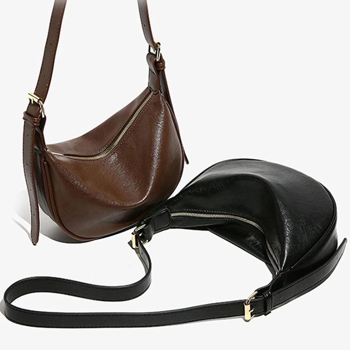 Shoulder Bag for Women Crossbody Bag Women's Lightweight Hobo Bag, Vintage Leather Crescent Bag, Solid Color PU Leather Dumpling