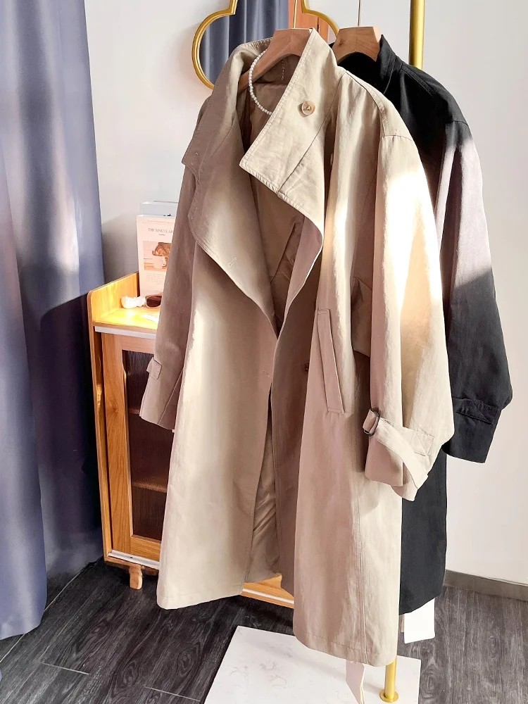 

Retro Loose Women's Jaet Coat Casual Faion Spring Long Workwear Coat Button Detailing Regular Sve Length Middl