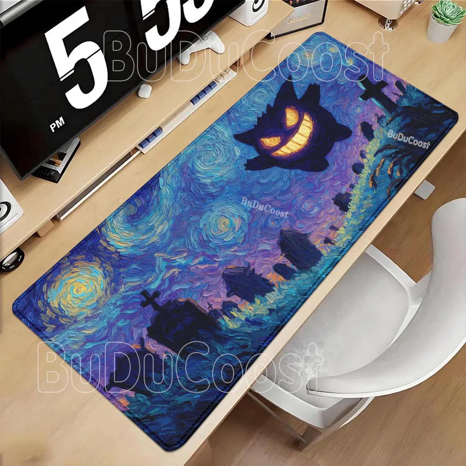 Gengar Grande Pokemon Anime Mousepad Large PC Gaming Mouse Pad LockEdge Non-slip Base Computer Keyboard HD Printing XXL Desk Mat