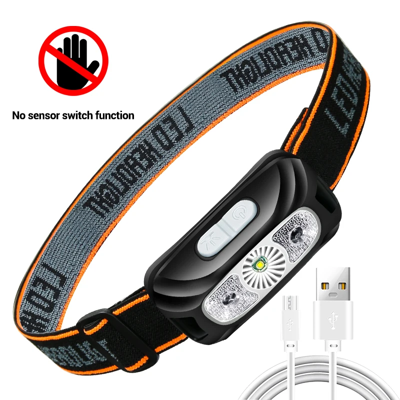 Rechargeable LED Sensor Headlamp Head Torch Built-in Battery Head Flashlight For Outdoor Camping Fishing Headlight Lantern