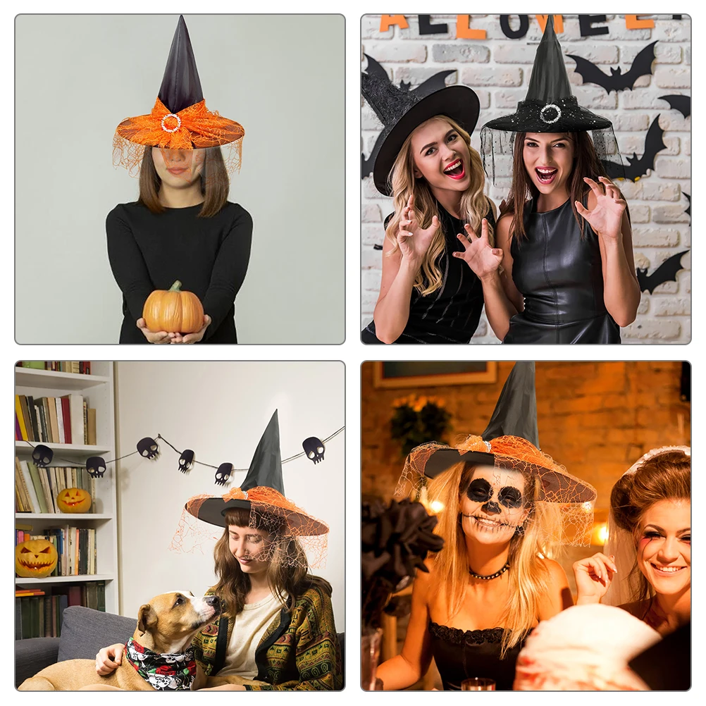 

4 Pcs Witch Hat Has Halloween Decorations for Party Delicate Reusable Hats