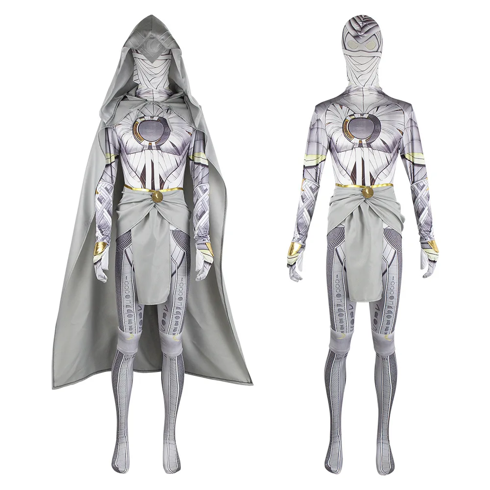 High Quality Halloween Costume Moon Soldier Knight Cosplay Costume Fancy Marc Armor Outfit Superhero Jumpsuits Cloak Headgear