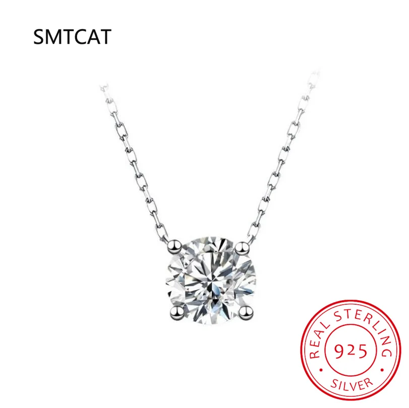 1CT 2CT 3CT Moissanite Pendant Necklace For Women Original 925 Silver Chains Solitaire Drop Necklaces Bridal Fine Jewelry