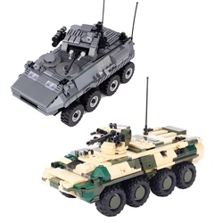 MOC Military Armored Vehicle Building Block BTR-82 Wheeled Armored Vehicle APV WW2 Tank Bricks Block Toys for Boys