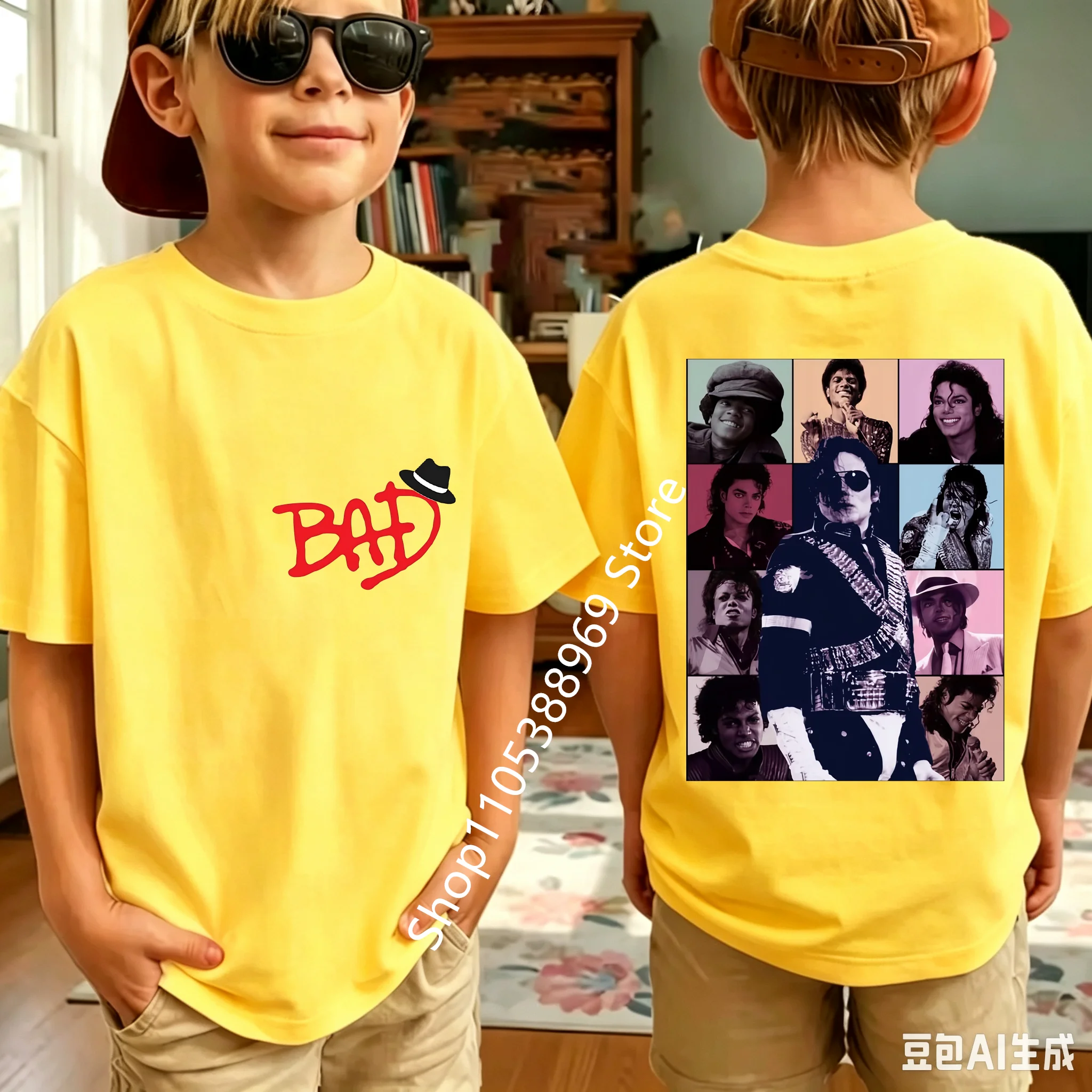 2026 Neues King of Pop Michael Jackson Kinder-T-Shirt, Cartoon-Baumwoll-Oberteile, MJ-T-Shirts für Jungen und Mädchen, Geburtstagsgeschenk – Detail 9