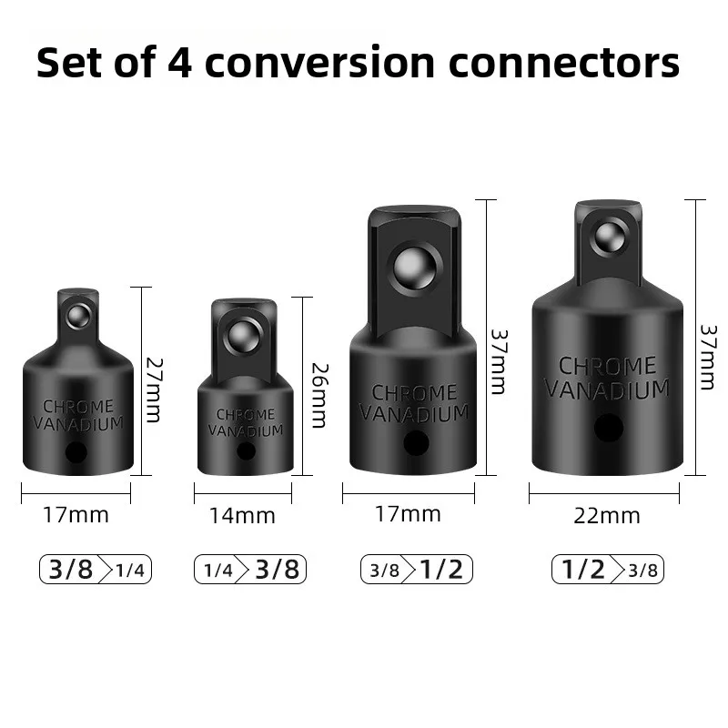 Переходник с квадратной втулкой-переходником 4 шт. Big Fly Middle Fly Small Fly Adapter 1/2 3/8 1/4 Инструменты
